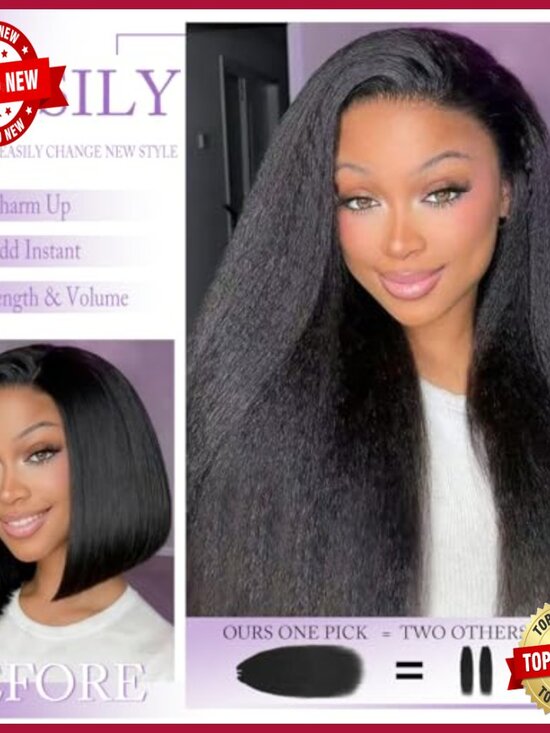 16 Inch Kinky Straight Clip In Human Hair Extensions 8Pcs 120g Double Weft